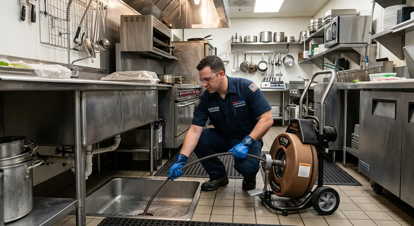 Commercial drain cleaning service in a restaurant kitchen in Lehighton